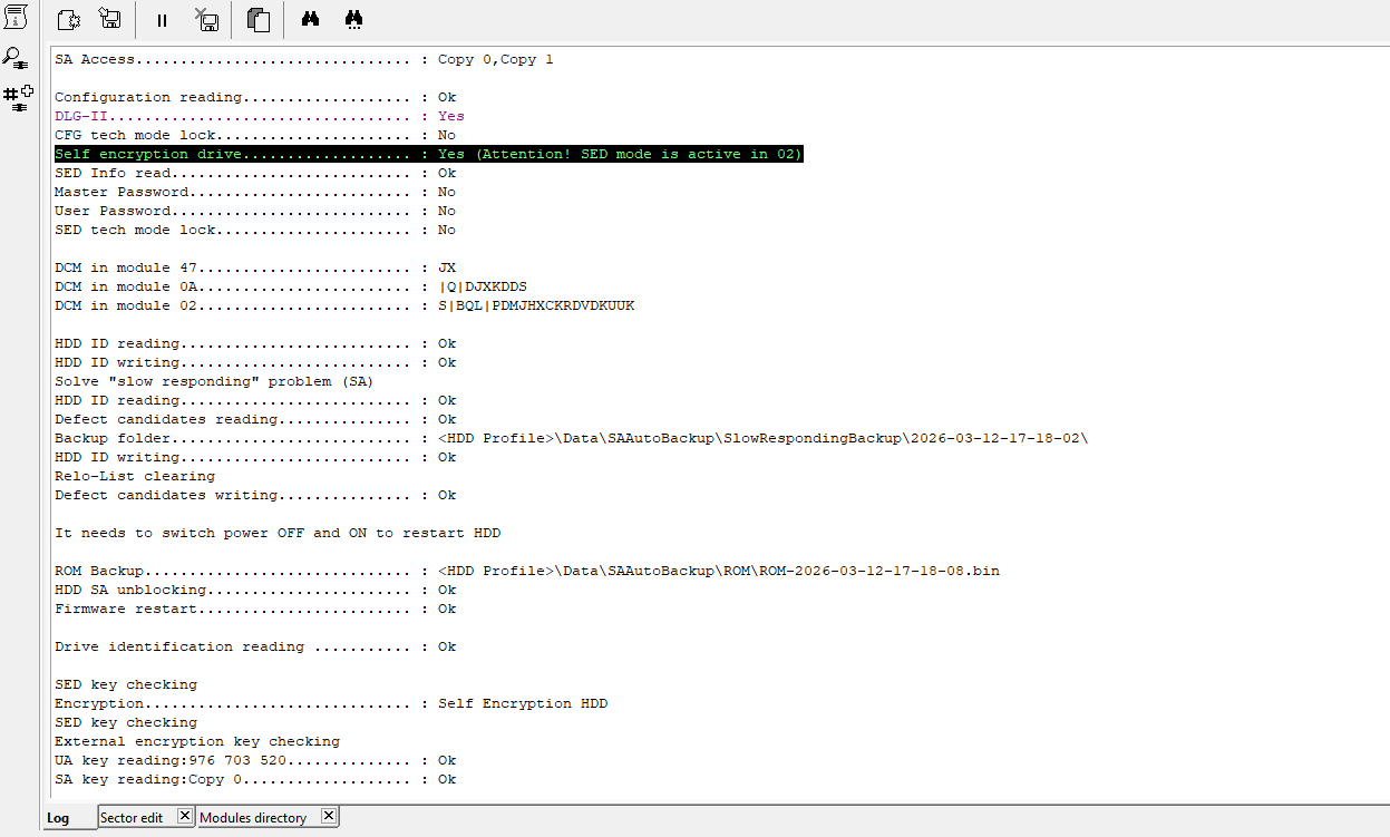 Décodage SED Western Digital